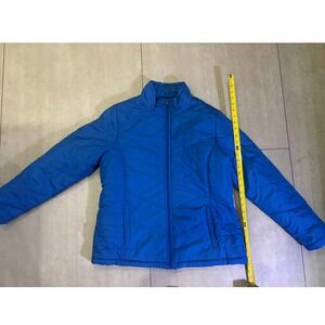 Faded Glory Womens XL Blue Quilted Puffer Jacket Full Zip Lightweight Coat